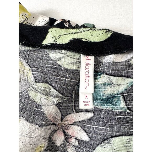 Xhilaration 0X Black Lemon Floral Maxi Dress Cottagecore Euro Summer Double Slit - Picture 4 of 6